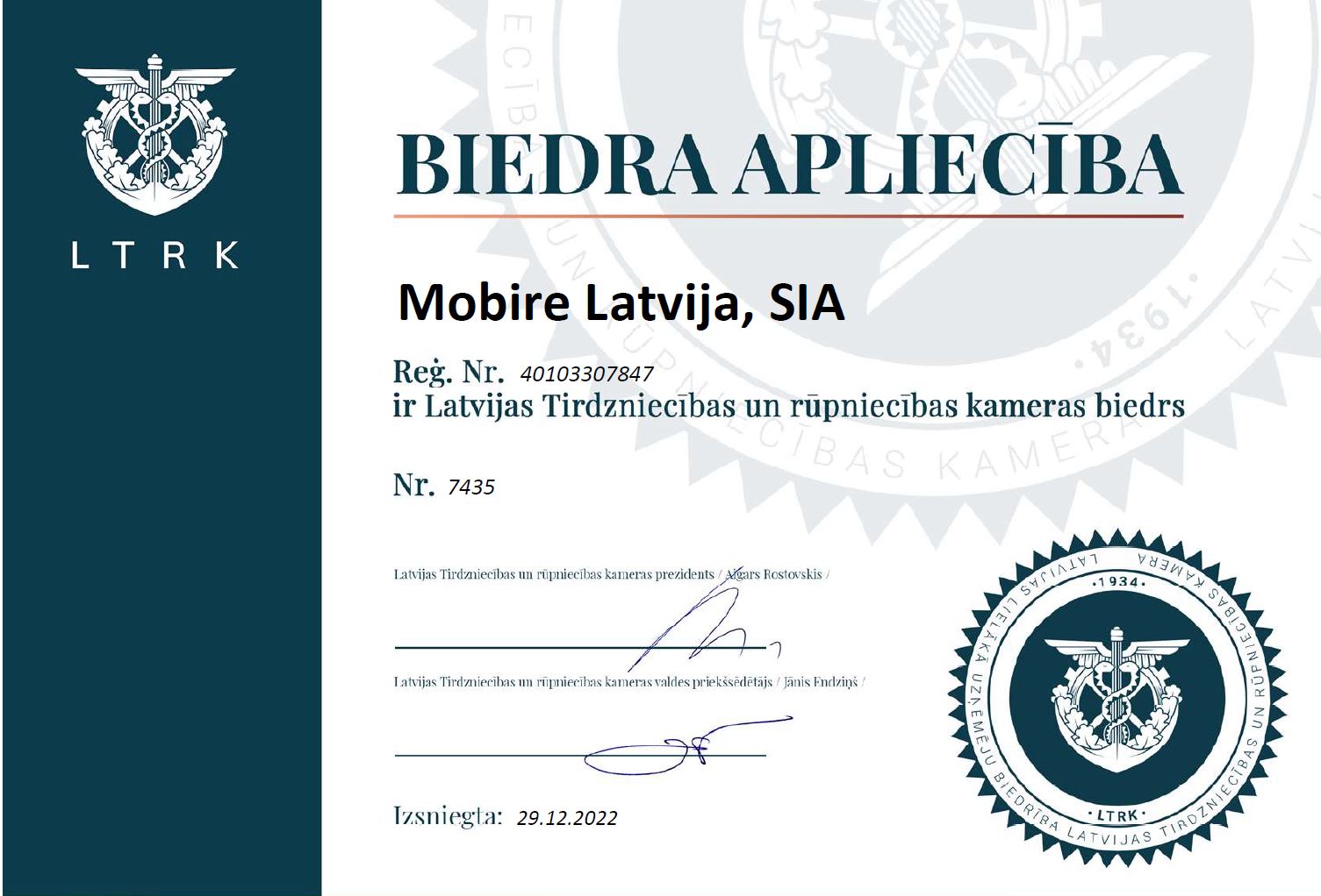 LTRK apliecība